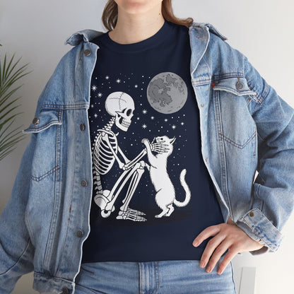 Skeleton Cat Skull Kitty Cute Goth Halloween Men Women T-Shirt