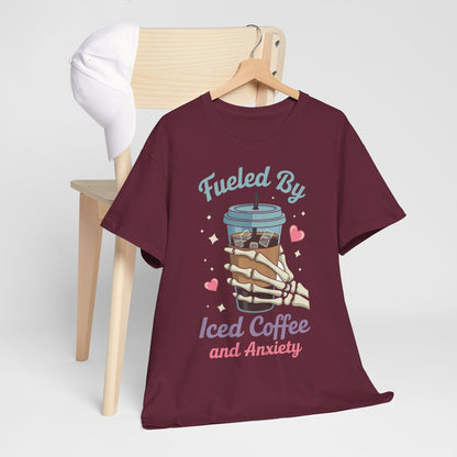 Fueled by Iced Coffee and Anxiety Funny Coffee Lover T-Shirt