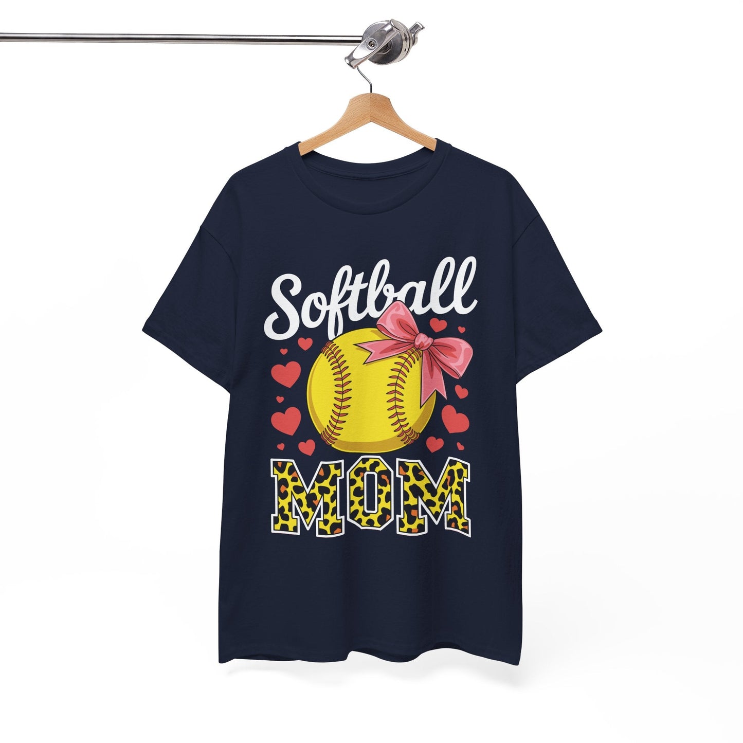 Softball Mom Headband Leopard Softball Ball Mothers Day Mama T-Shirt