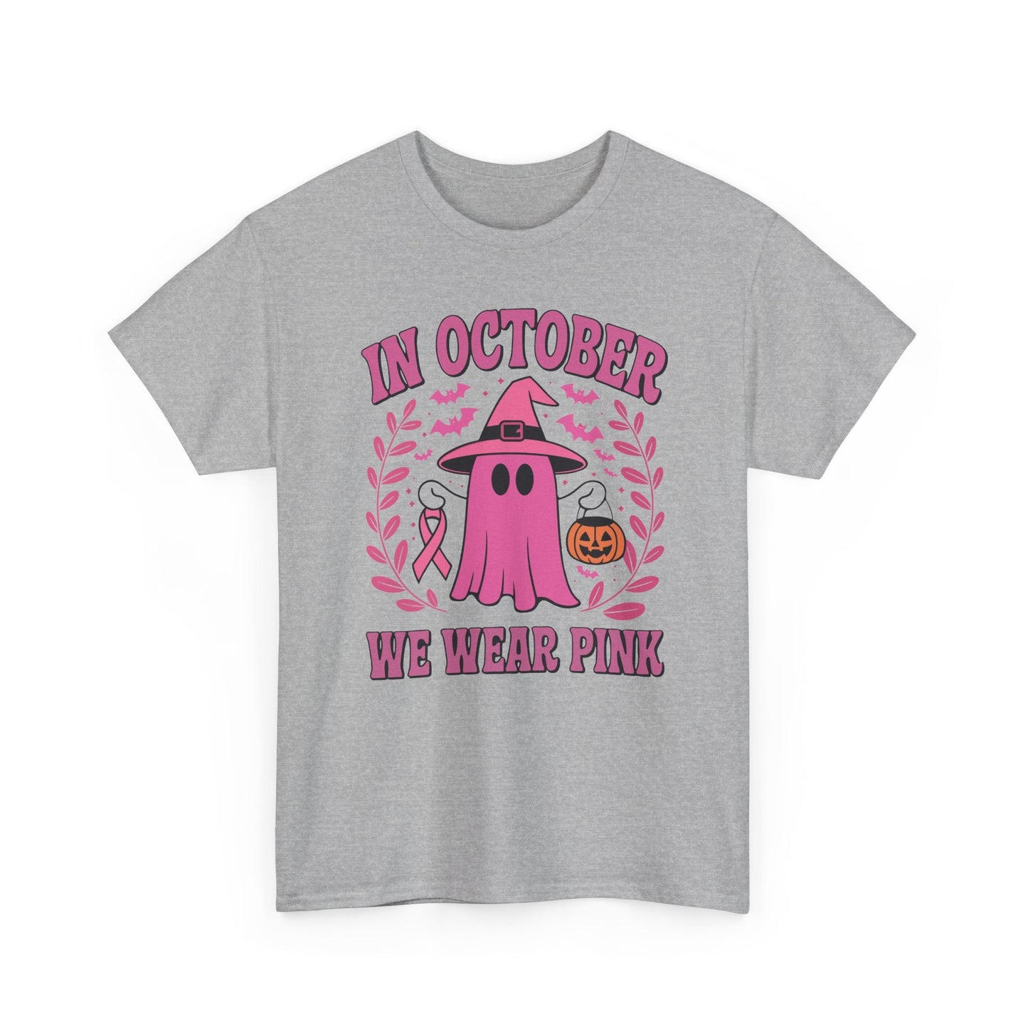In October We Wear Pink Breast Cancer Awareness Halloween T-Shirt