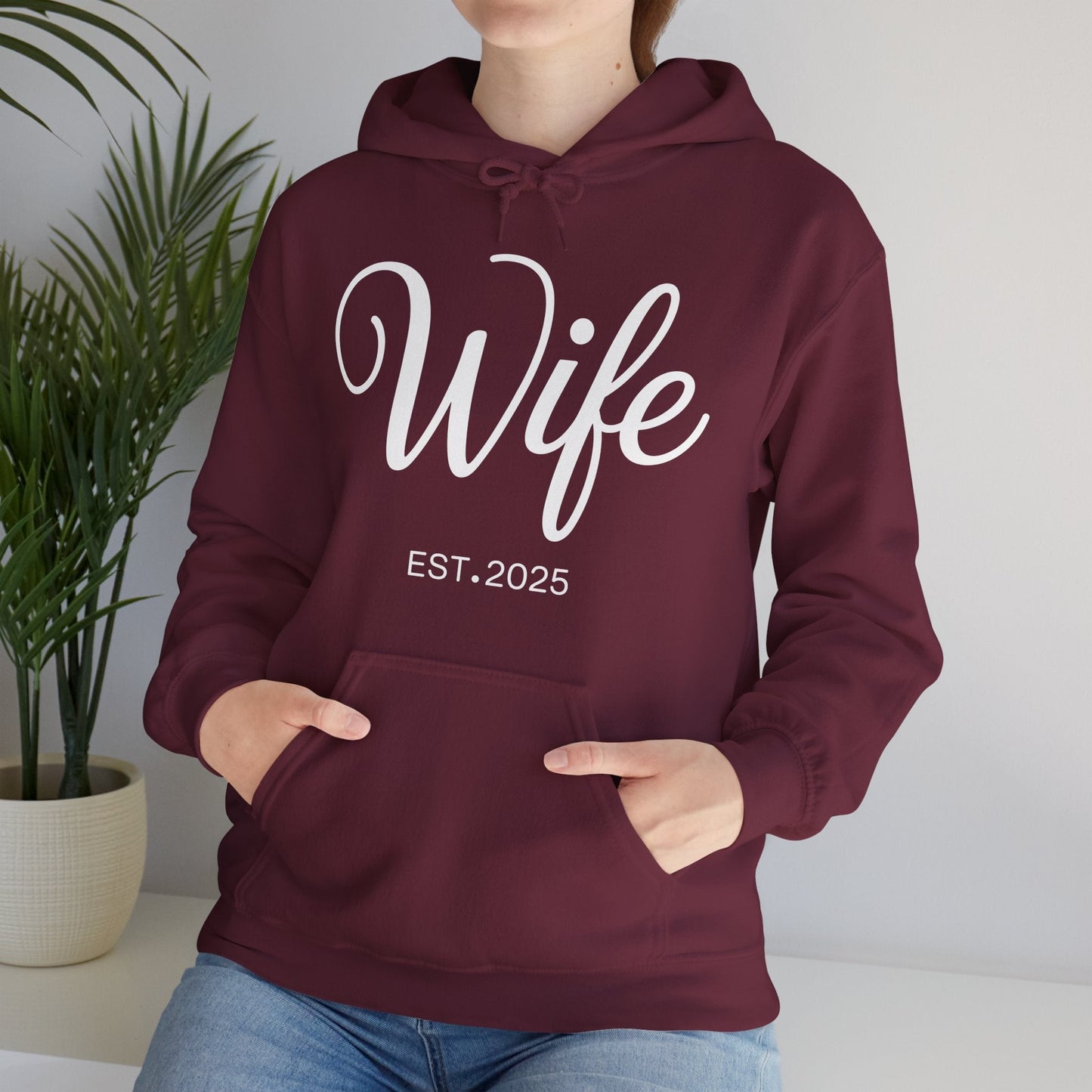 Wife Est 2025 Just Married Honeymoon Wedding Couples Hoodie