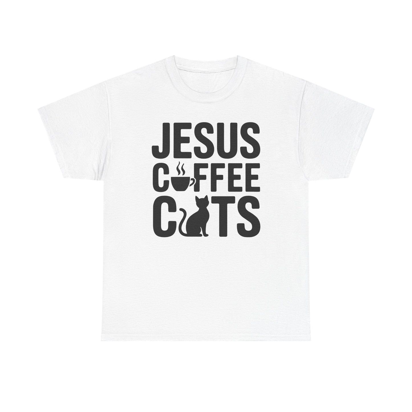 Christian Jesus, Coffee, Cats - Religous Cat Caffeine Lover T-Shirt