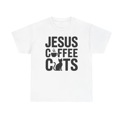 Christian Jesus, Coffee, Cats - Religous Cat Caffeine Lover T-Shirt