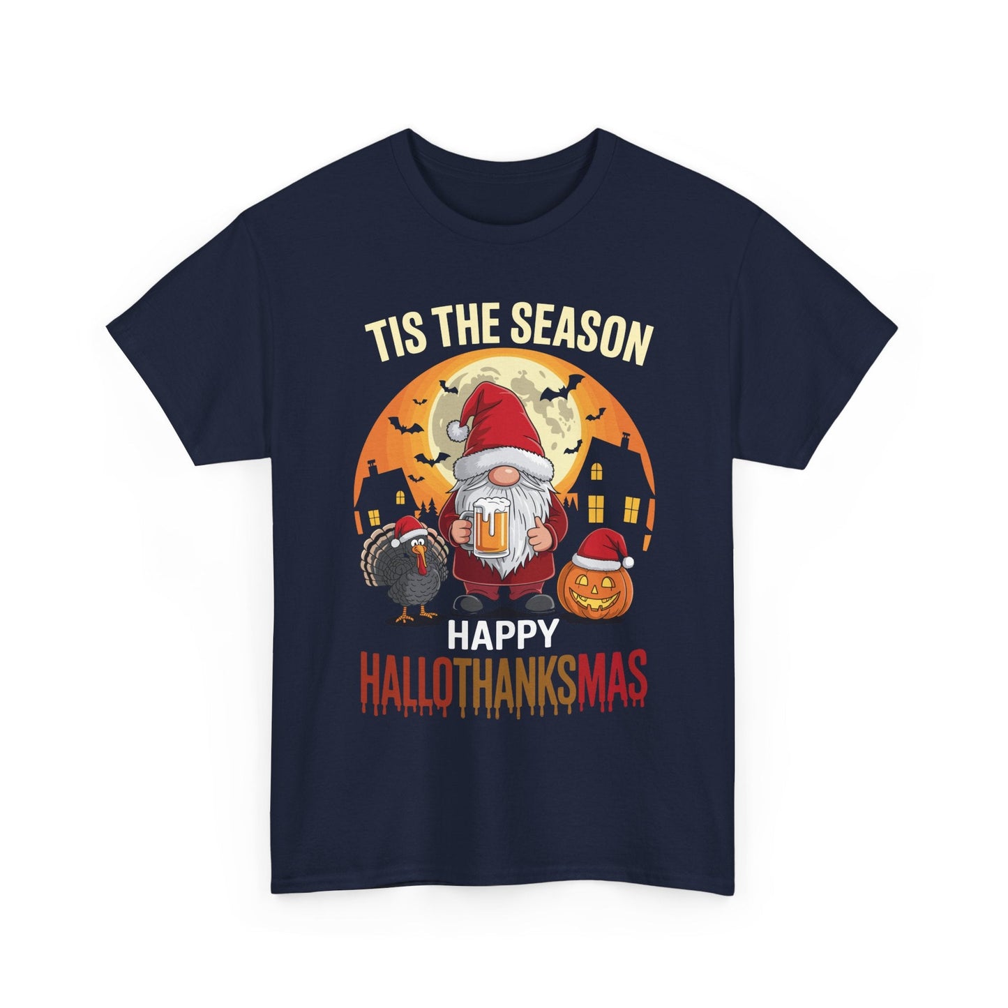 Happy Hallothanksmas Halloween Thanksgiving Merry Christmas T-Shirt