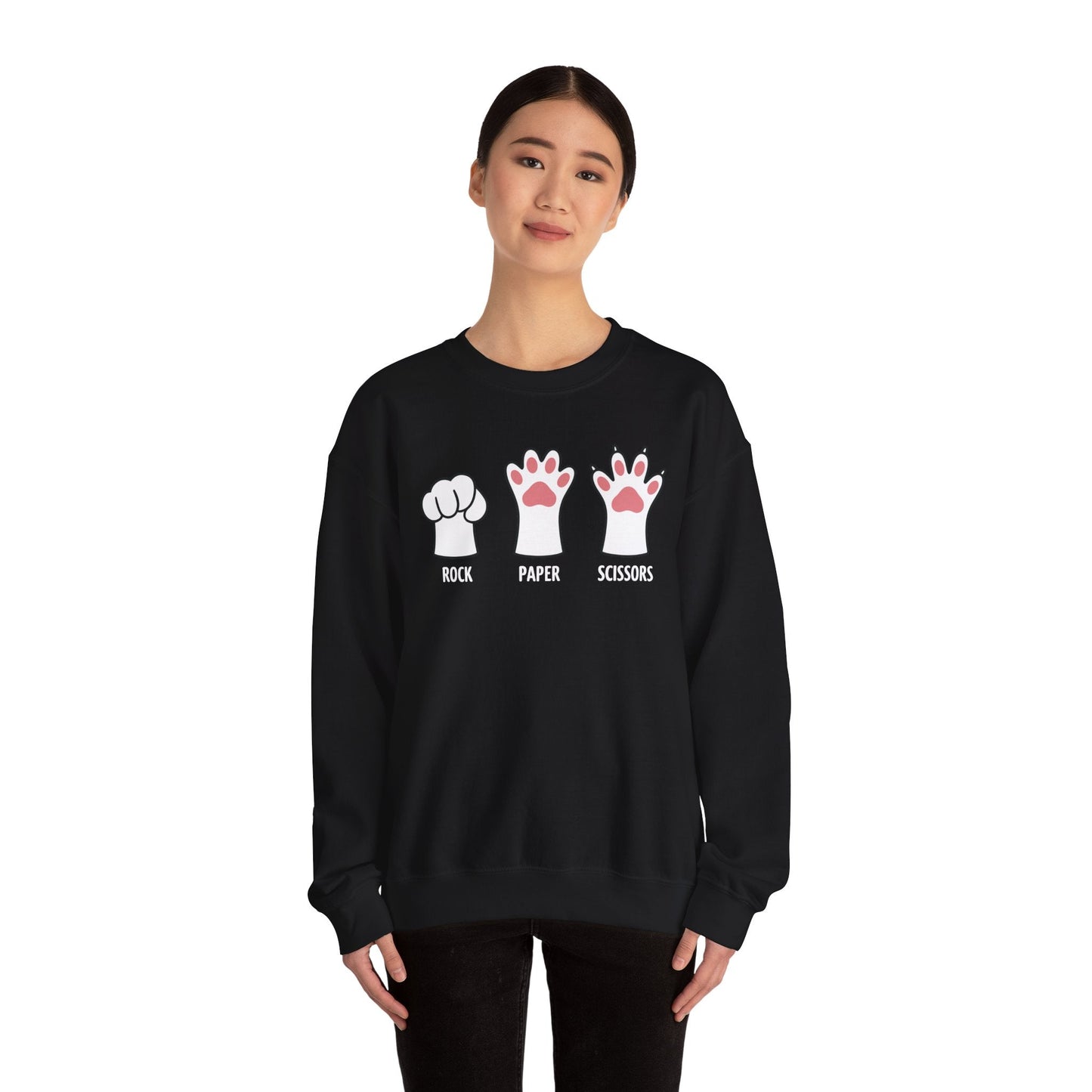 Funny  Introvert Cat Animal Rescue Rock Paper Scissors Cute Paw Cat Sweatshirt