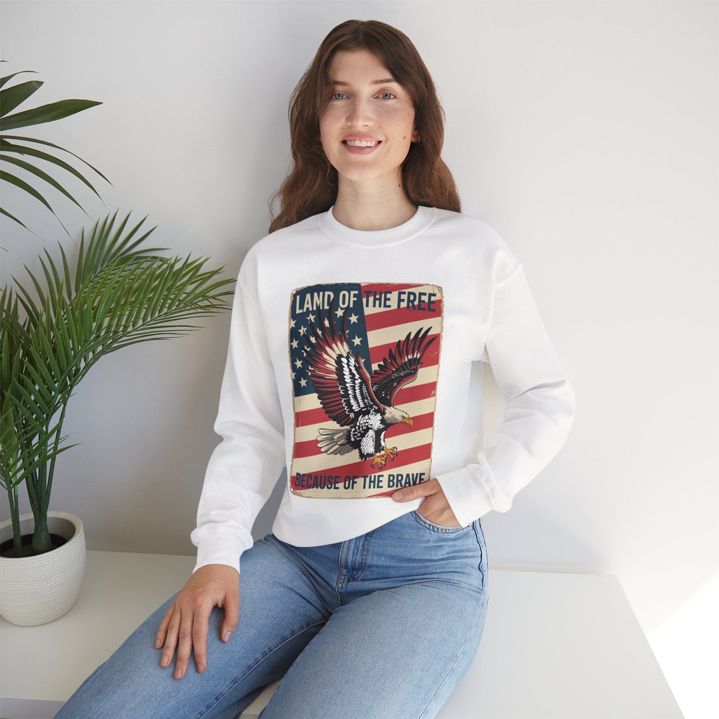 America Eagle Land of the Free Because of the Brave Sweatshirt