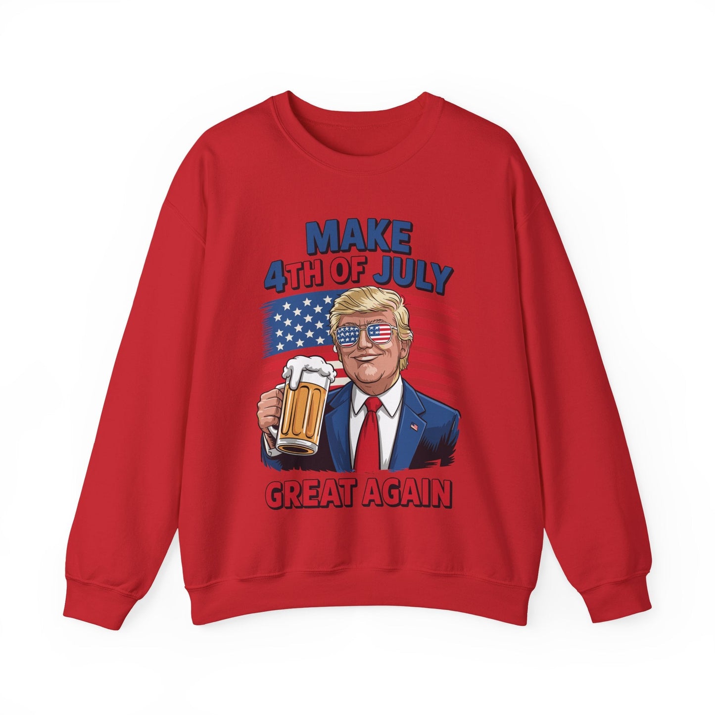 Funny Trump Make 4th Of July Great Again Drinking Beer Sweatshirt