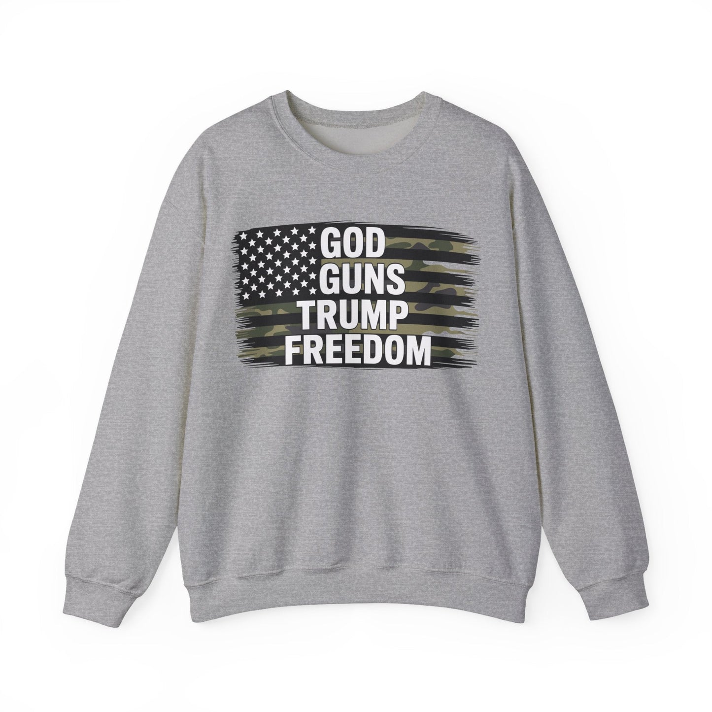 God Guns Trump Freedom Funny Camouflage Pro Gun USA Flag Sweatshirt