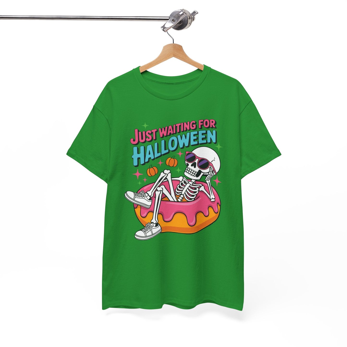Just Waiting For Halloween Skeleton Donut Summerween Vibes T-Shirt