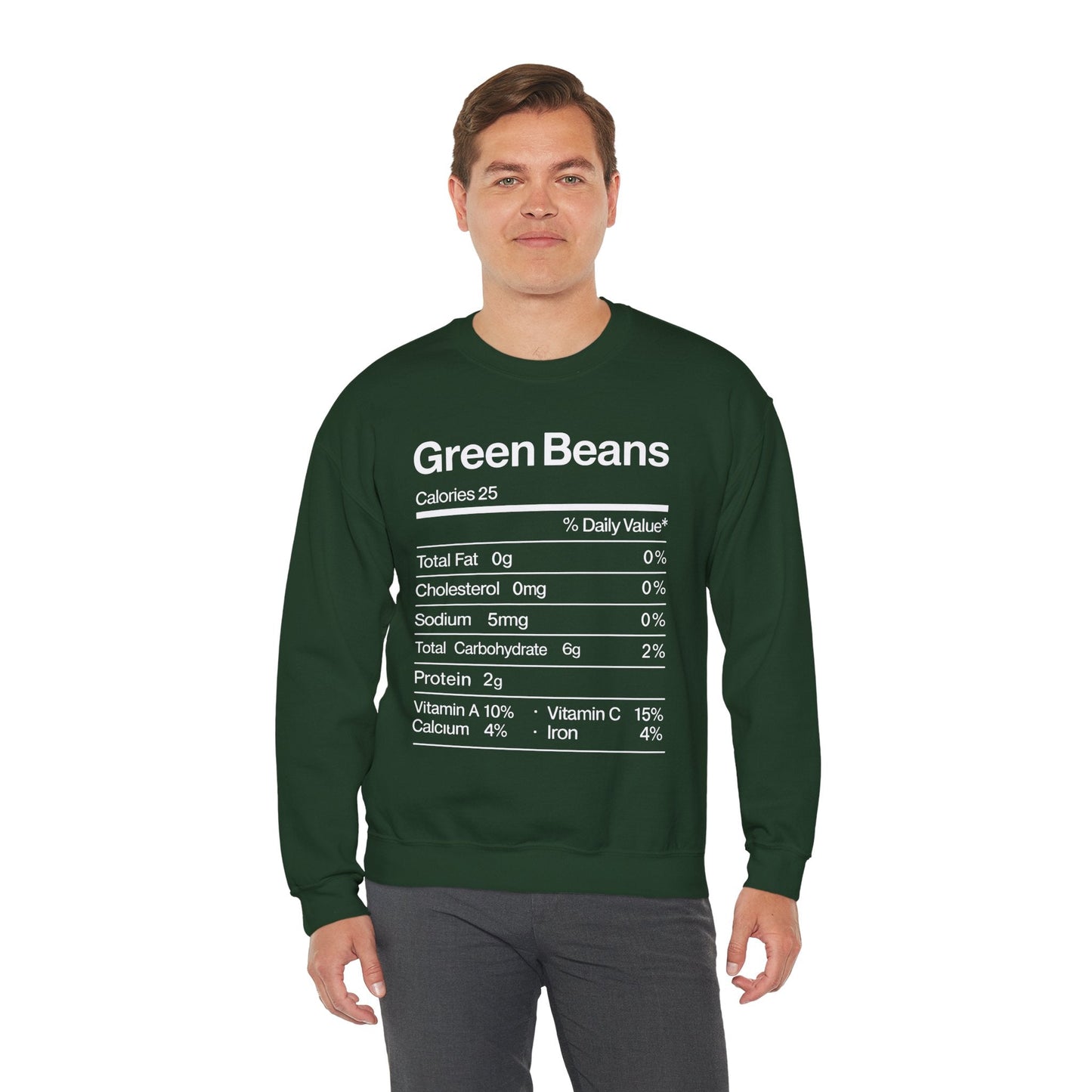 Green Beans Nutrition Facts Funny Thanksgiving Christmas Sweatshirt
