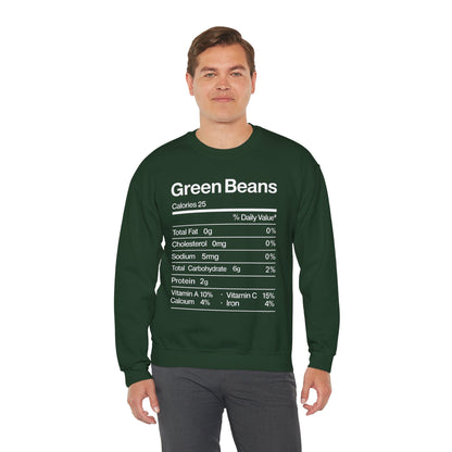 Green Beans Nutrition Facts Funny Thanksgiving Christmas Sweatshirt