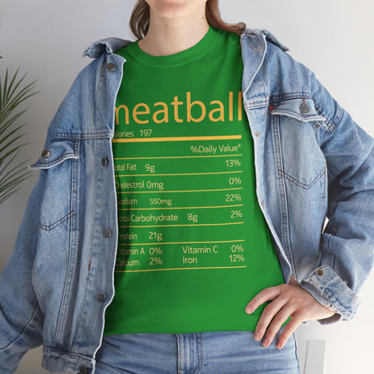 Meatball Nutrition Facts Funny Thanksgiving Christmas T-Shirt