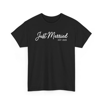 Just Married 2025 Honeymoon Wedding Couples Fiancee T-Shirt