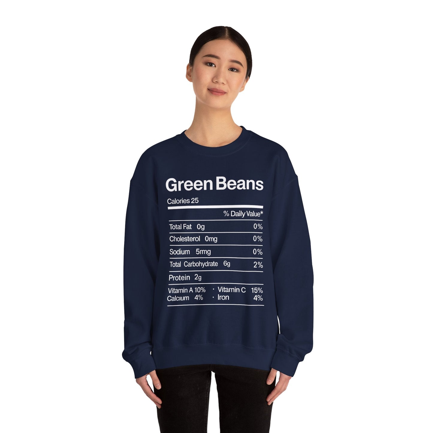 Green Beans Nutrition Facts Funny Thanksgiving Christmas Sweatshirt