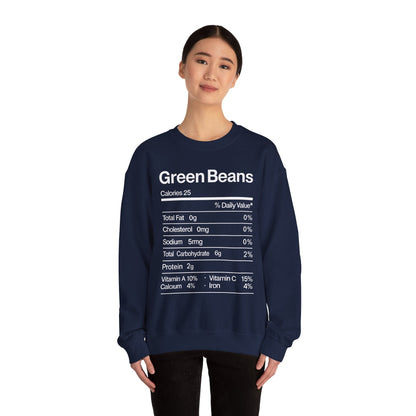 Green Beans Nutrition Facts Funny Thanksgiving Christmas Sweatshirt