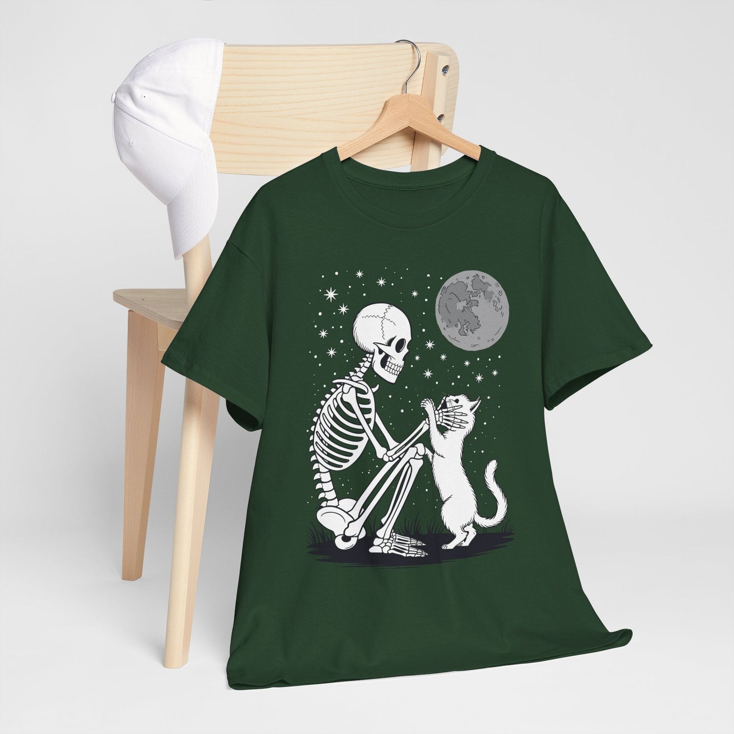 Skeleton Cat Skull Kitty Cute Goth Halloween Men Women T-Shirt