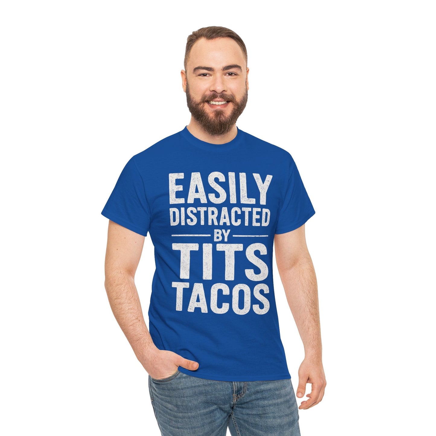 Men's Easily Distracted By Tits and Tacos Adult Humor Gift T-Shirt