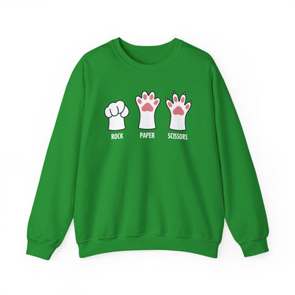 Funny  Introvert Cat Animal Rescue Rock Paper Scissors Cute Paw Cat Sweatshirt