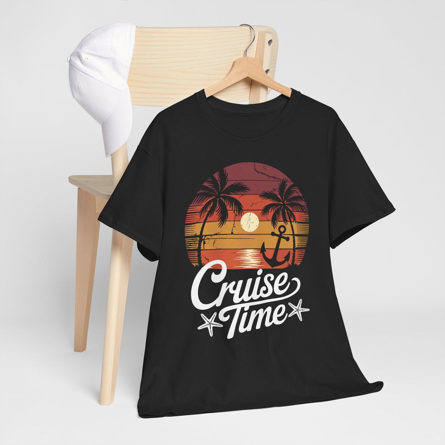 On Cruise Time Coconut Tree Graphic Summer Vacation Cruising T-shirt