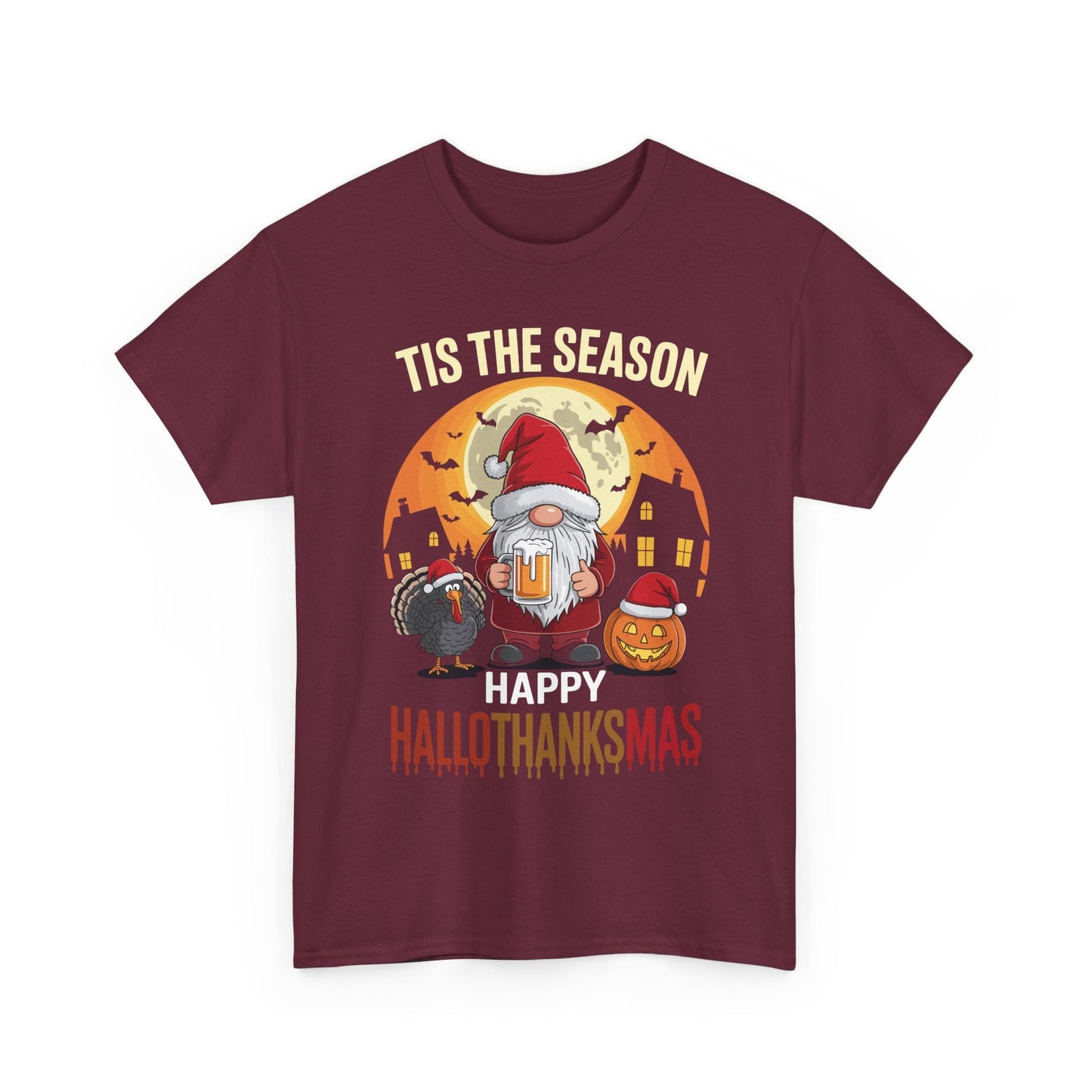 Happy Hallothanksmas Halloween Thanksgiving Merry Christmas T-Shirt
