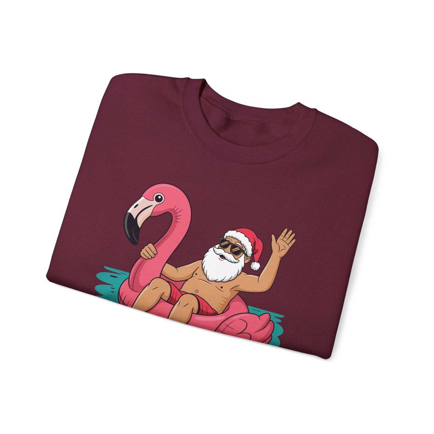 Santa Flamingo Floatie Funny Christmas In July Summer Xmas Sweatshirt