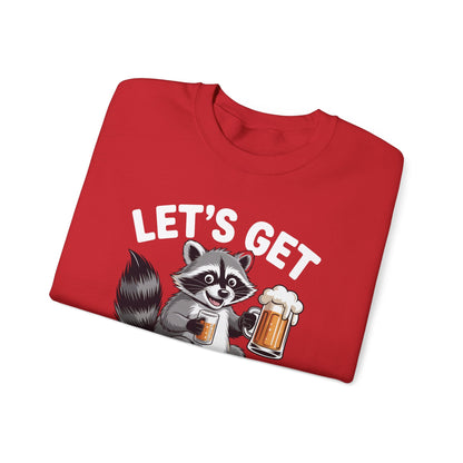 Funny Let's Get Trashed Raccoon Meme Humor Beer Drinking Sweatshirt