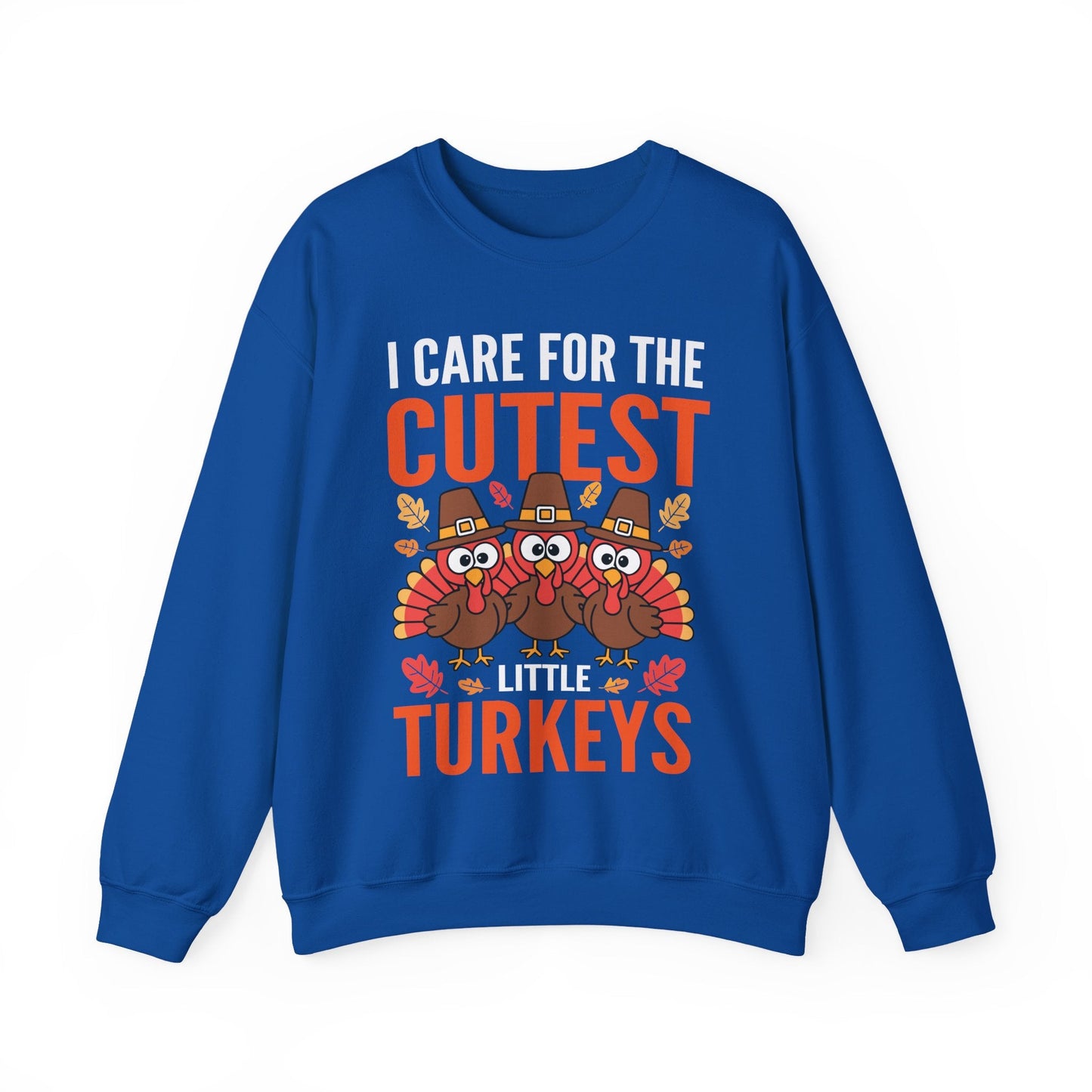 Care For Little Turkeys Nurse Fall Thanksgiving Scrub Top Sweatshirt