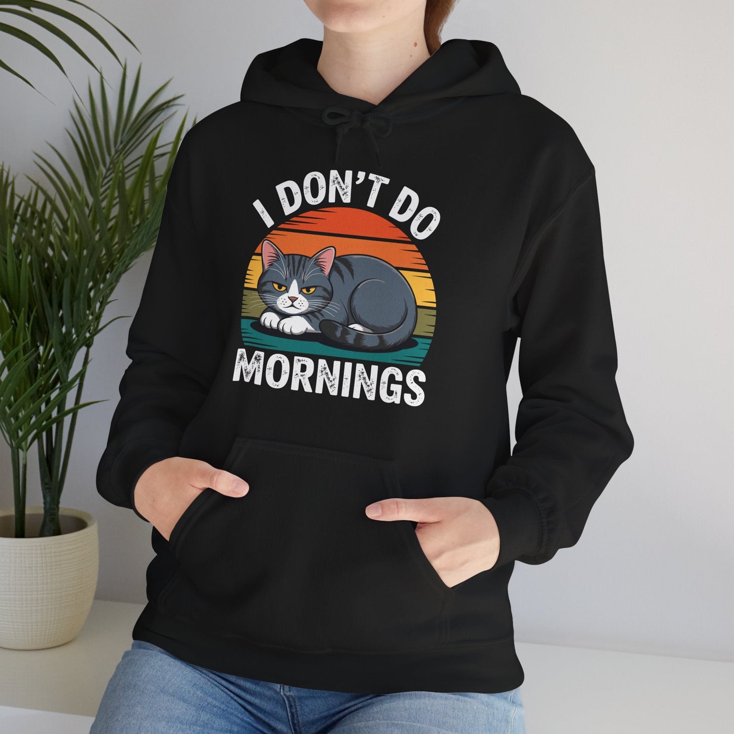 Funny Sleep Cat I Don't Do Morning Hoodie