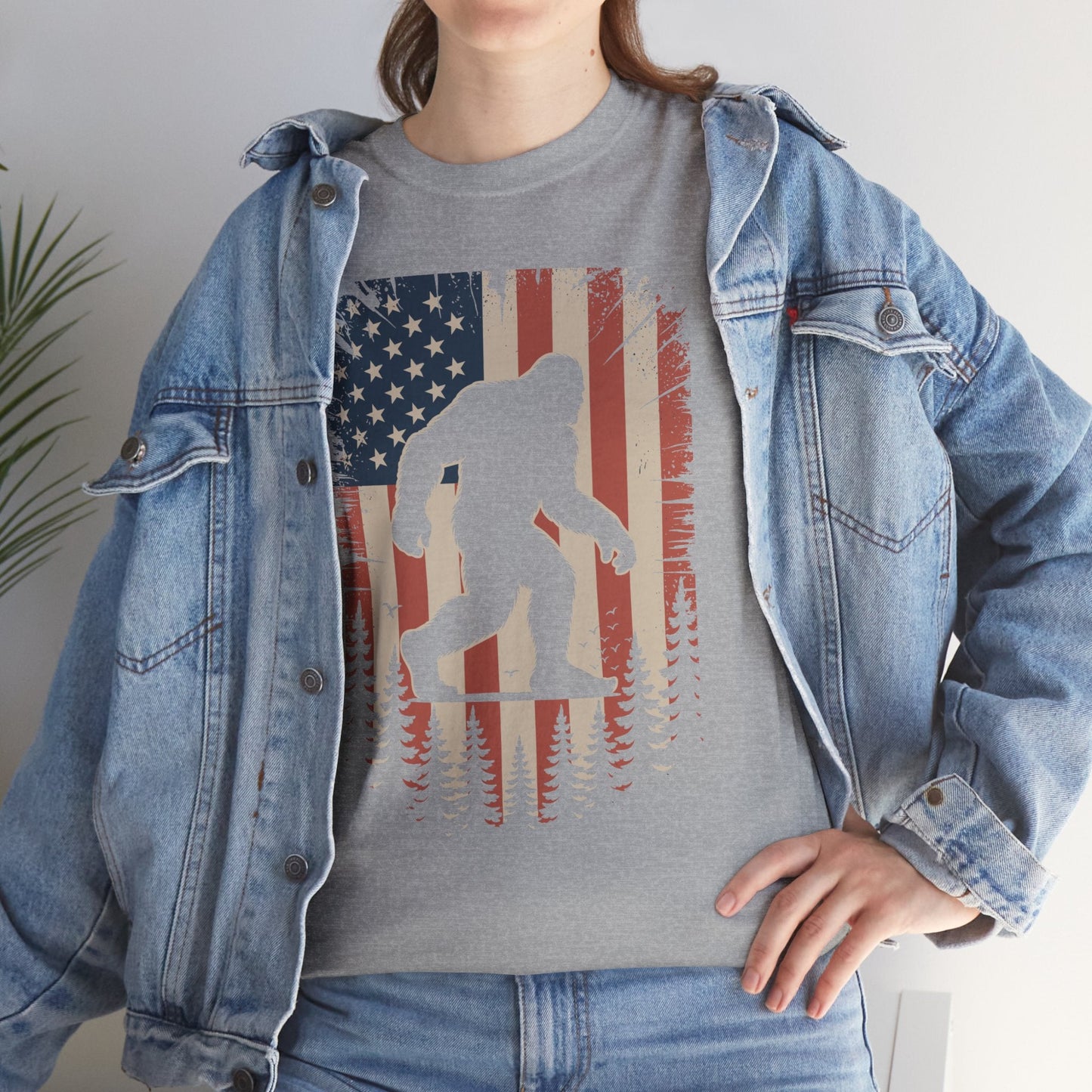 Bigfoot 4th of July Shirt American USA Flag Patriotic T-Shirt