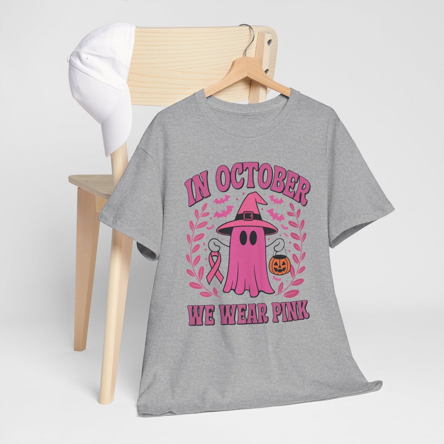 In October We Wear Pink Breast Cancer Awareness Halloween T-Shirt