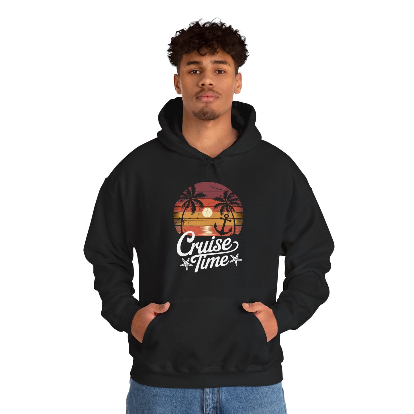On Cruise Time Coconut Tree Graphic Summer Vacation Cruising Hoodie