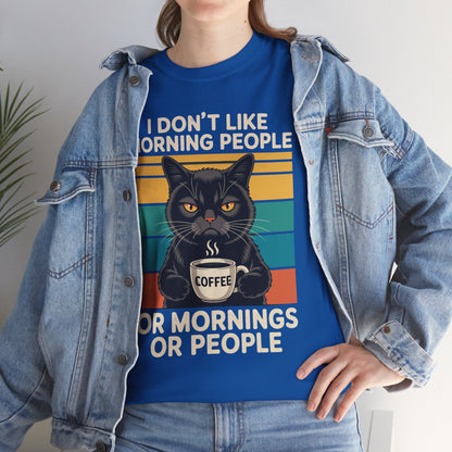 I Hate Morning People And Mornings And People Coffee Cat T-Shirt