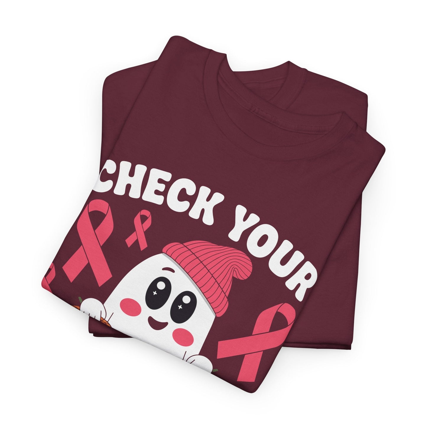 Breast Cancer Halloween Boo Ghost Check Your Pumpkins Womens T-Shirt