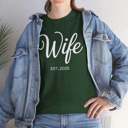 Wife Est 2025 Just Married Honeymoon Wedding Couples T-Shirt