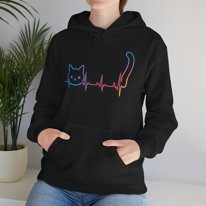 Heartbeat Cat Lover Animal Silhouette Cute Cat Hoodie