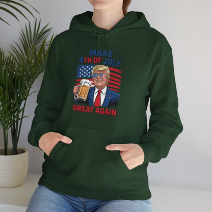 Funny Trump Make 4th Of July Great Again Drinking Beer Hoodie