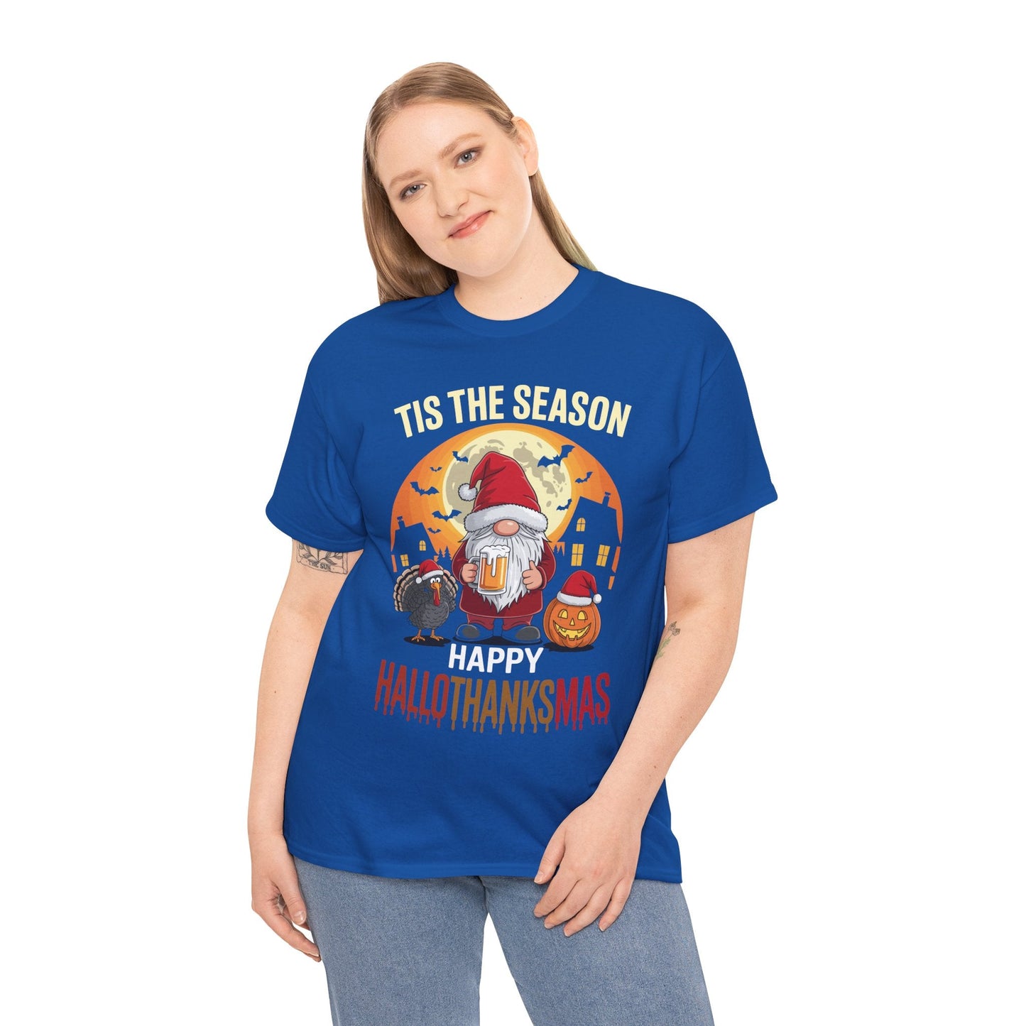 Happy Hallothanksmas Halloween Thanksgiving Merry Christmas T-Shirt