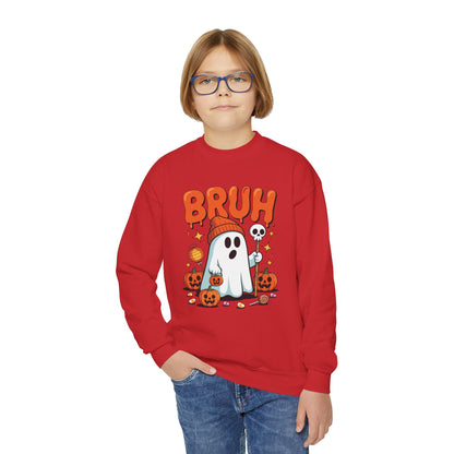 Bruh Ghost Halloween Cute Ghost Trick Or Treat Candy Kids Sweatshirt