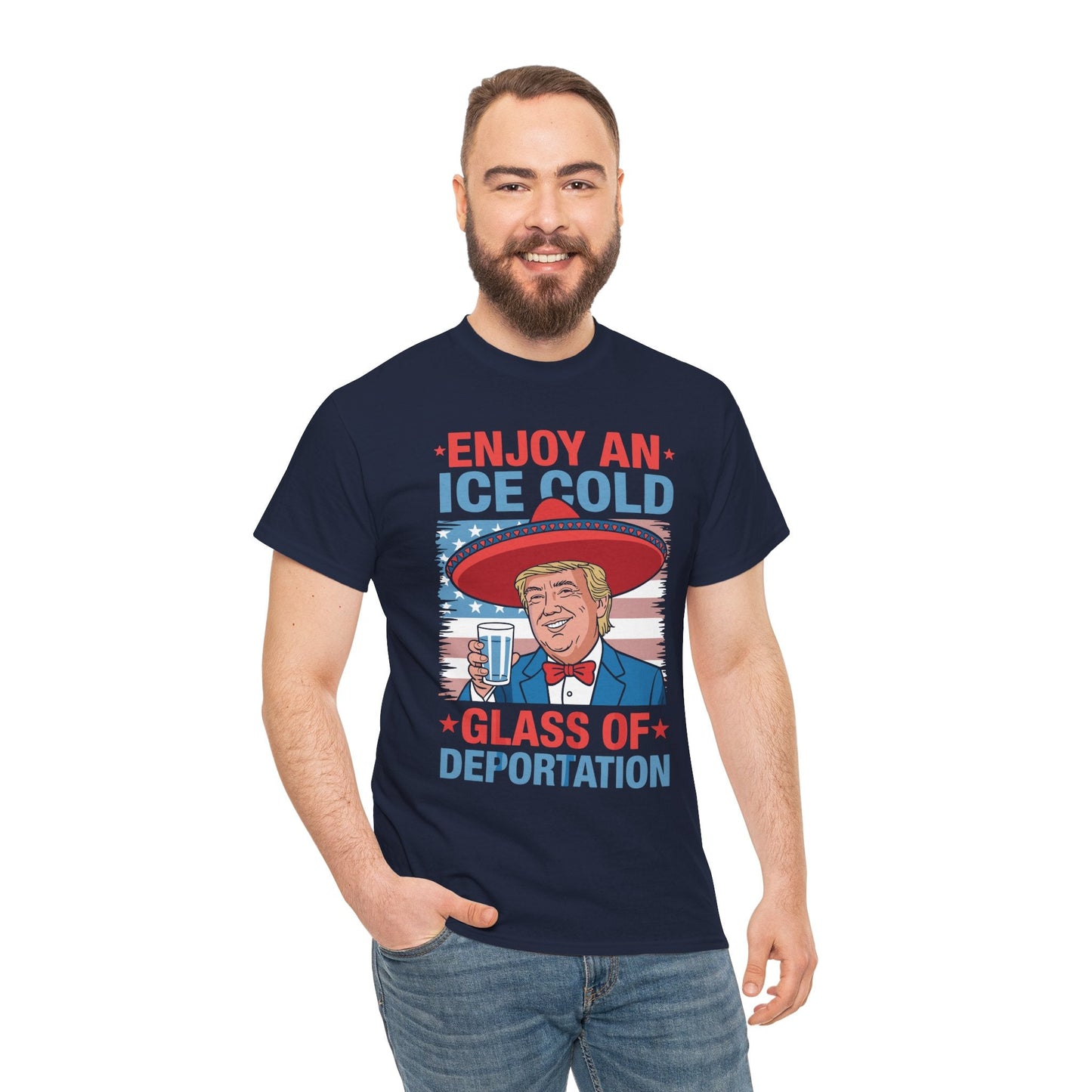 Funny Trump 4th of July Ice Cold Glass Of Deportation T-shirt