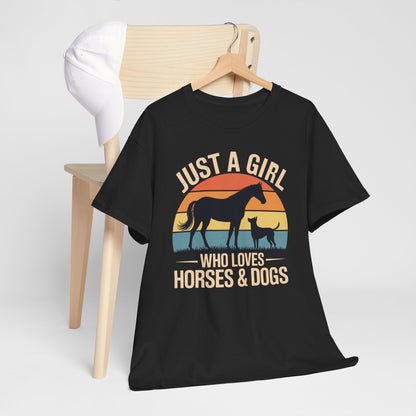 Just A Girl Who Loves Horses and Dogs Women Girls T-Shirt