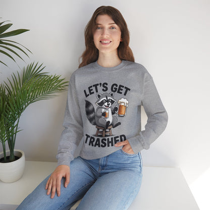 Funny Let's Get Trashed Raccoon Meme Humor Beer Drinking Sweatshirt