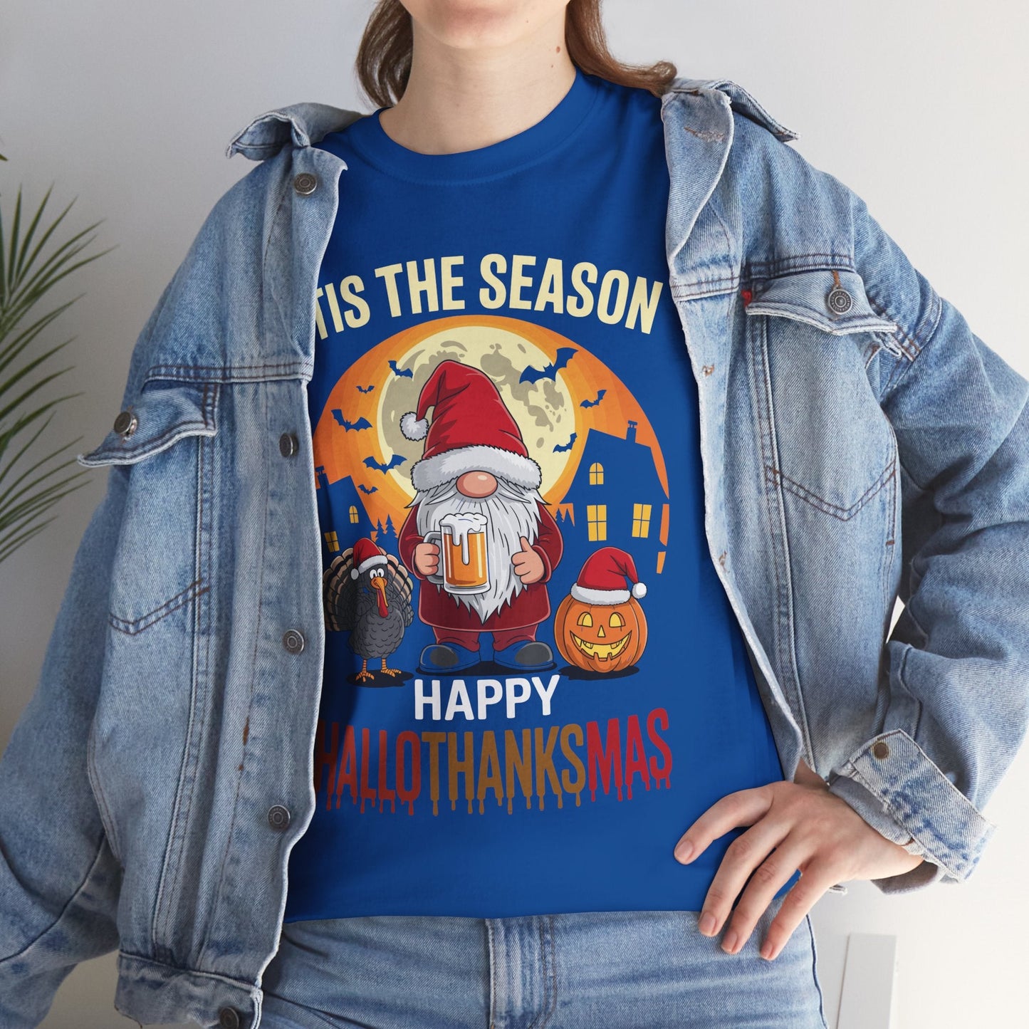 Happy Hallothanksmas Halloween Thanksgiving Merry Christmas T-Shirt