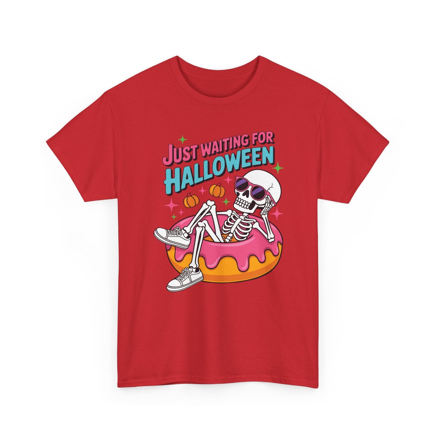 Just Waiting For Halloween Skeleton Donut Summerween Vibes T-Shirt