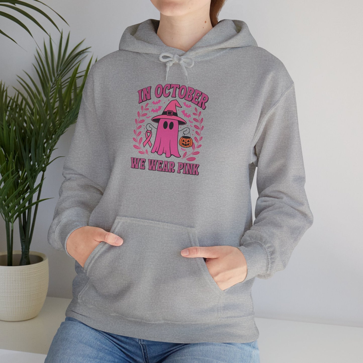 In October We Wear Pink Breast Cancer Awareness Halloween Hoodie