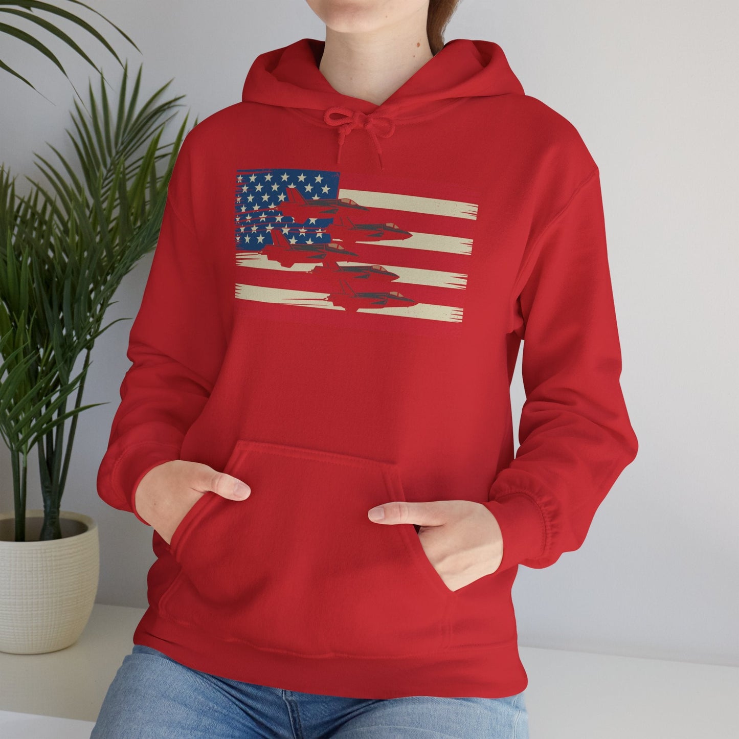 Vintage American Flag USA Fighter Jets 4th of July Patriotic Hoodie