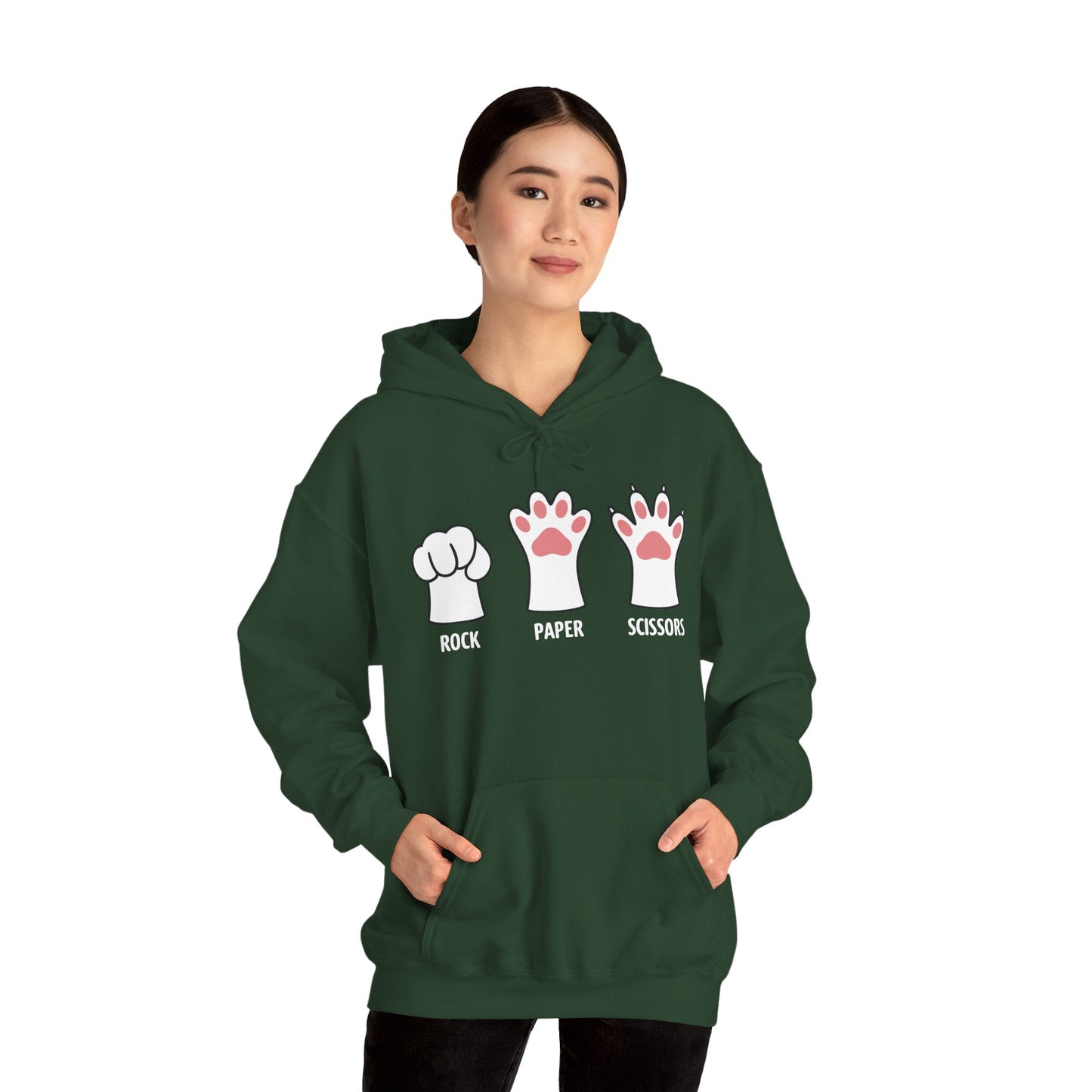 Funny  Introvert Cat Animal Rescue Rock Paper Scissors Cute Paw Cat Hoodie