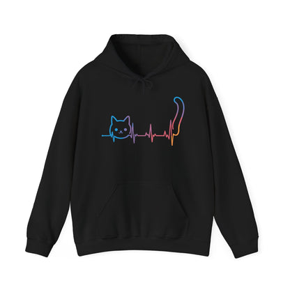 Heartbeat Cat Lover Animal Silhouette Cute Cat Hoodie