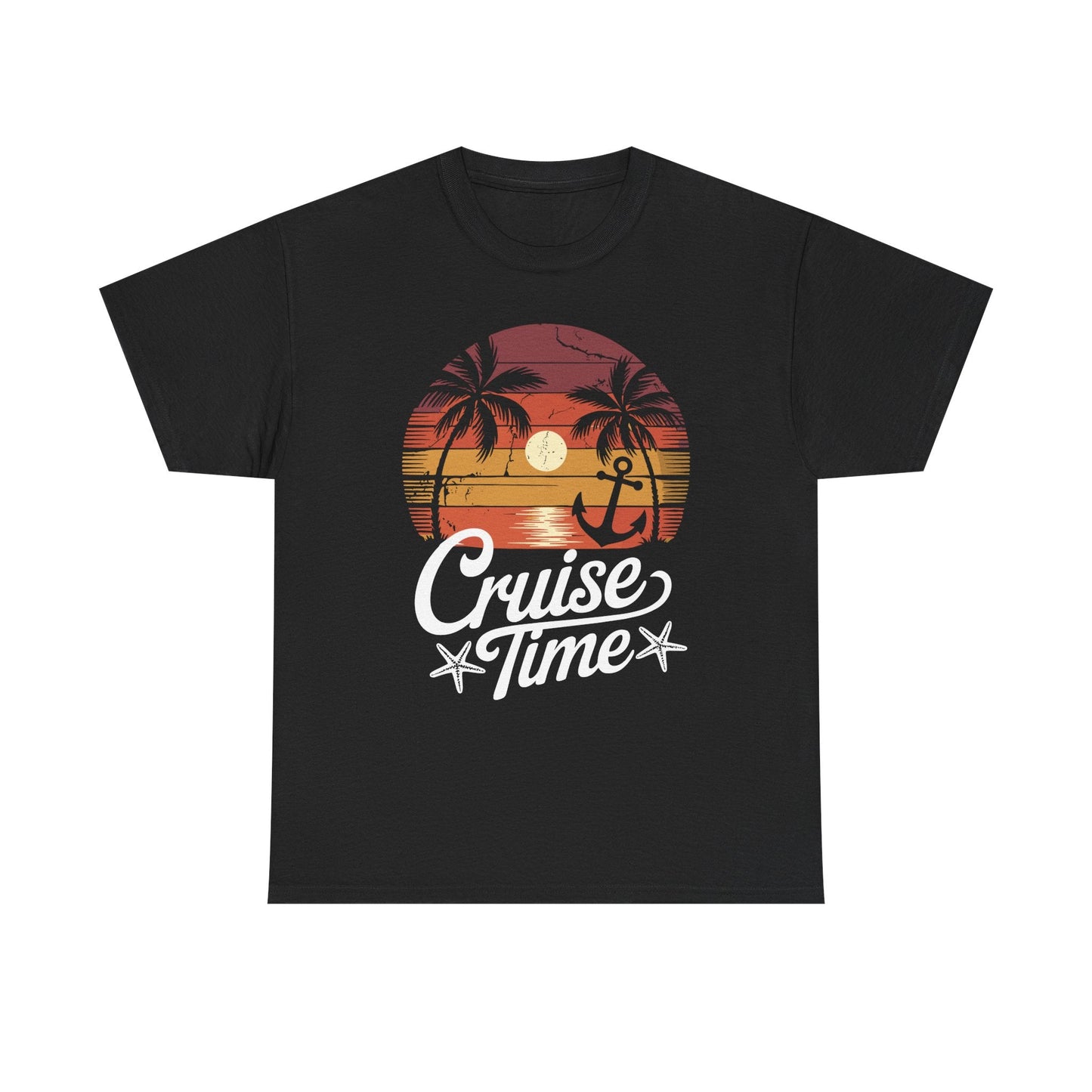 On Cruise Time Coconut Tree Graphic Summer Vacation Cruising T-shirt