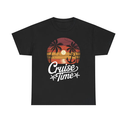 On Cruise Time Coconut Tree Graphic Summer Vacation Cruising T-shirt