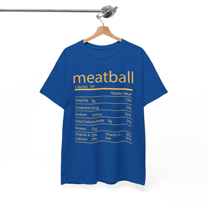 Meatball Nutrition Facts Funny Thanksgiving Christmas T-Shirt